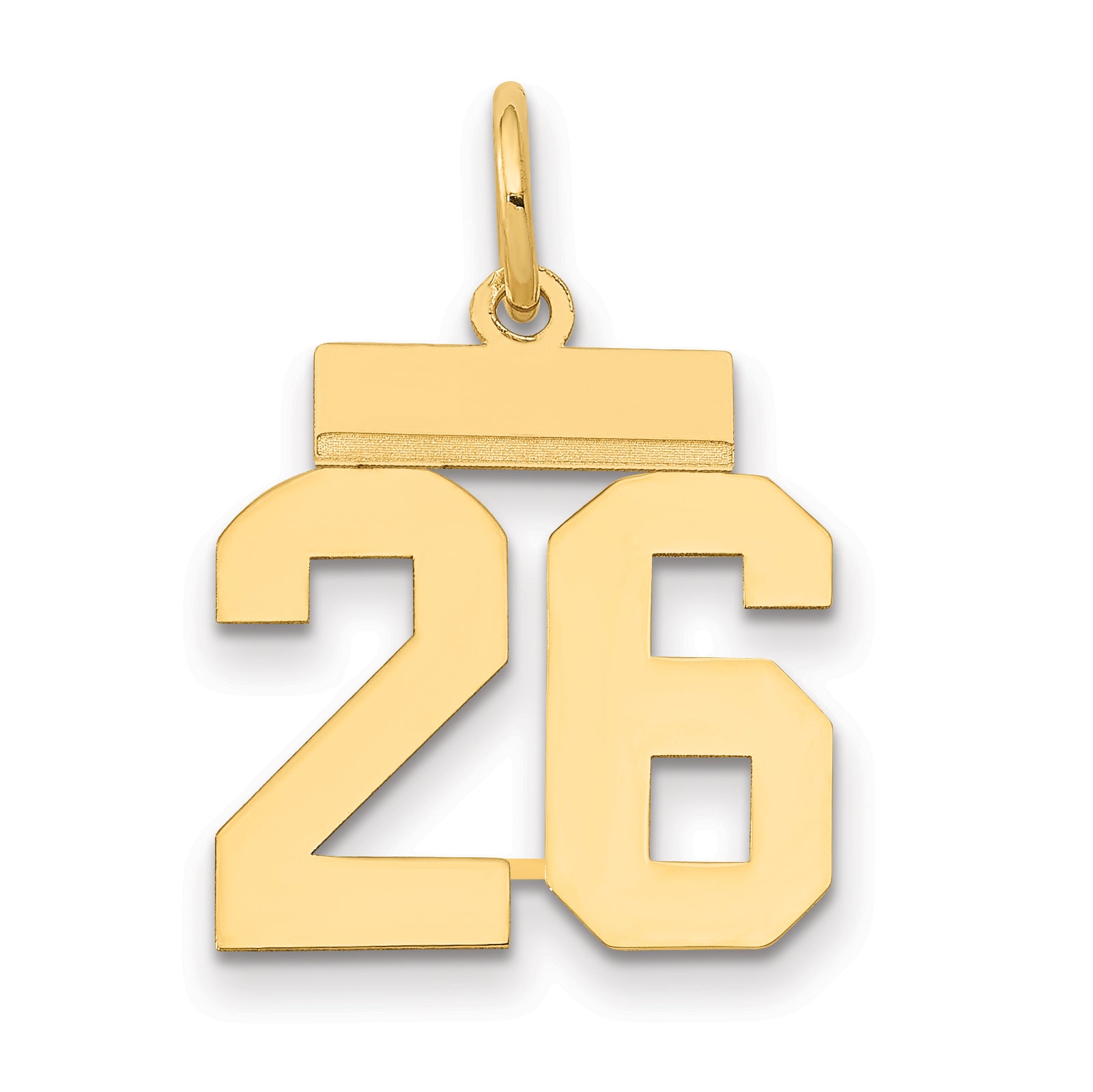 14k Small Polished Number 26 Charm