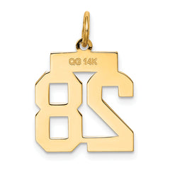 14K Gold Polished Number 28 Charm with Laser Cut Design