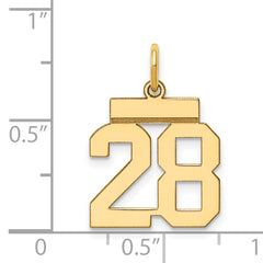 14K Gold Polished Number 28 Charm with Laser Cut Design