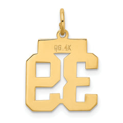 14K Gold Polished Number 39 Charm Laser Cut Small