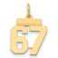 14k Small Polished Number 67 Charm
