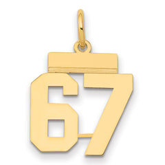 14k Small Polished Number 67 Charm