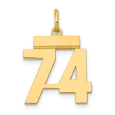 14k Small Polished Number 74 Charm