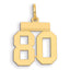 14k Small Polished Number 80 Charm