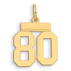 14k Small Polished Number 80 Charm