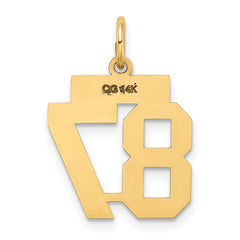 14K Gold Small Polished Number 87 Charm Laser Cut Elegant Design