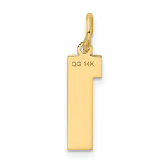 14K Gold Medium Satin Number 1 Charm with Brushed Finish Elegant & Sleek
