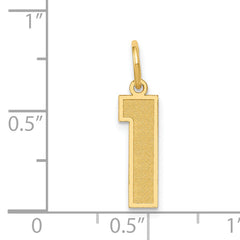 14K Gold Medium Satin Number 1 Charm with Brushed Finish Elegant & Sleek