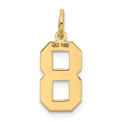 14K Gold Satin Number 8 Charm with Brushed Finish Medium