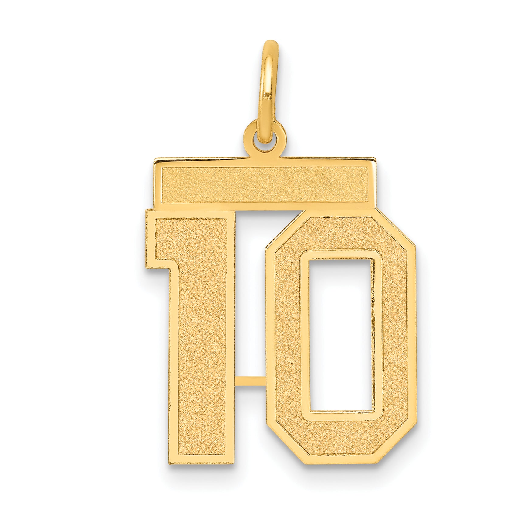 14k Medium Satin Number 10 Charm