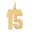 14k Medium Satin Number 15 Charm