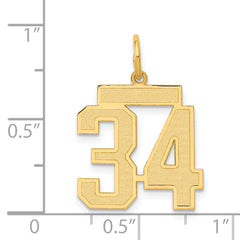 14k Medium Satin Number 34 Charm