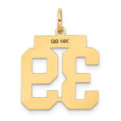 14K Gold Satin Finish Number 39 Charm with Laser-Cut Detail