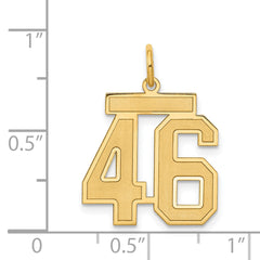 14K Gold Satin Finish Pendant Charm Medium Laser Cut Number 46
