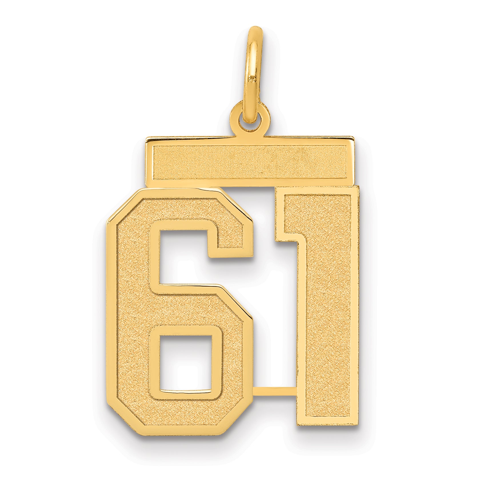 14k Medium Satin Number 61 Charm
