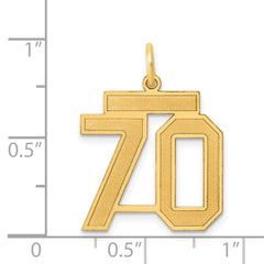 14K Gold Medium Satin Number 70 Laser-Cut Charm