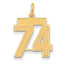 14k Medium Satin Number 74 Charm