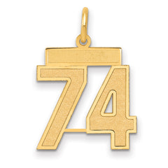 14k Medium Satin Number 74 Charm