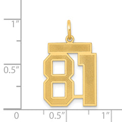 14K Gold Satin Finish Number 81 Charm Laser Cut Medium Size