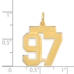 14K Gold Medium Satin Number 97 Charm with Brushed Finish