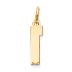 14K Gold Satin Small Number 1 Charm with Brushed Finish Elegant and Laser Cut