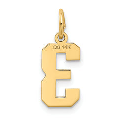 14K Gold Satin Number 3 Charm Elegant Brushed Finish, Laser Cut