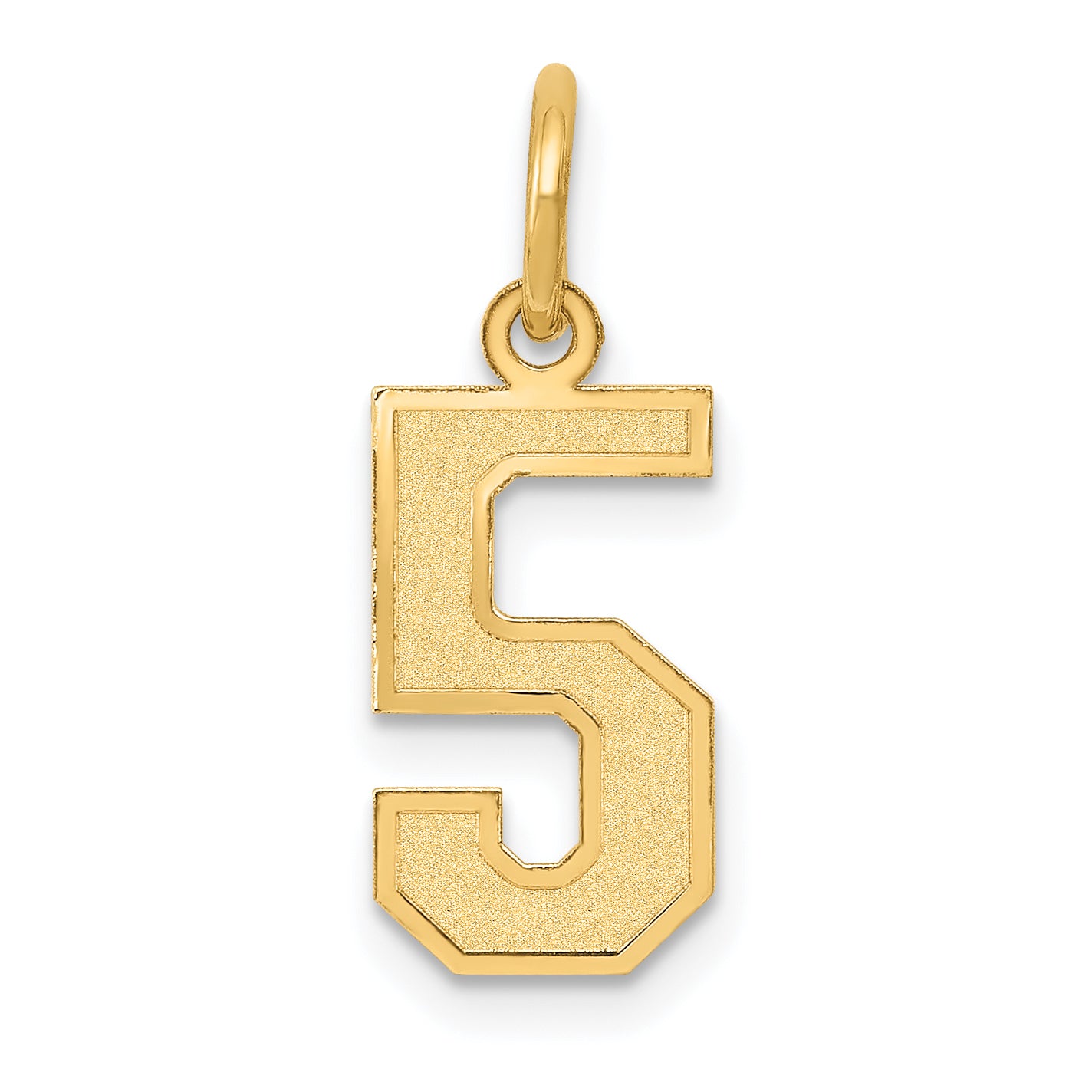14k Small Satin Number 5 Charm