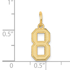 14K Gold Satin Number 8 Charm Laser Cut, Brushed Finish, Small
