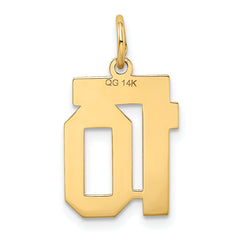 14K Gold Satin Number 10 Charm with Brushed Finish Small, Elegant Design