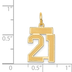 14K Gold Small Satin Number 21 Charm with Brushed Finish