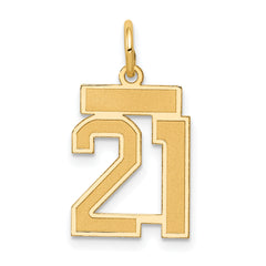 14k Small Satin Number 21 Charm