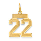 14k Small Satin Number 22 Charm