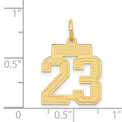 14K Gold Satin Number 23 Charm with Brushed Finish Small and Elegant