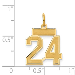 14K Gold Small Satin Number 24 Charm with Brushed Finish