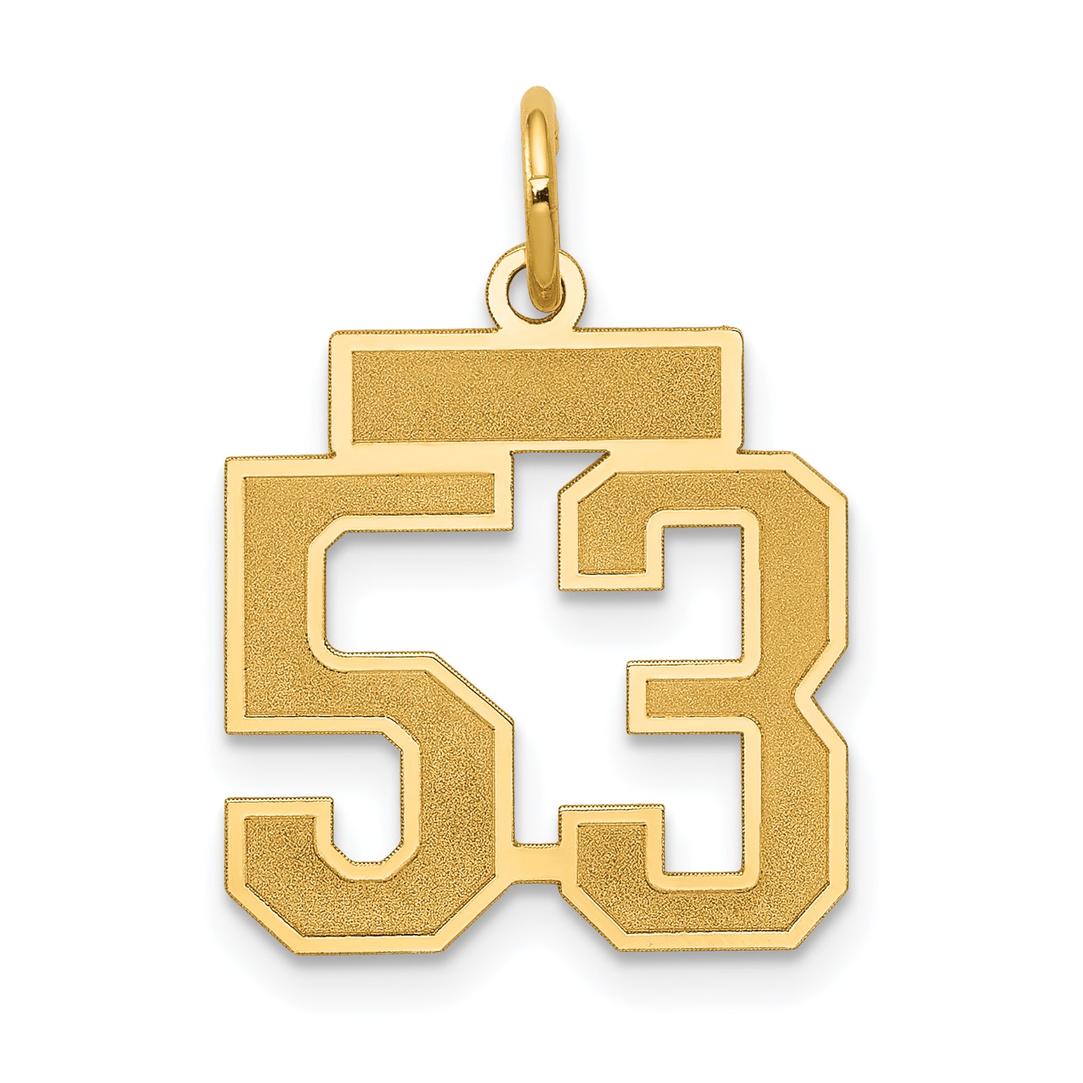14k Small Satin Number 53 Charm