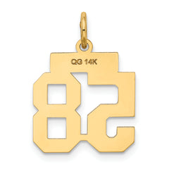 14K Gold Small Satin Number 58 Charm with Brushed Finish Elegant and Themed Design