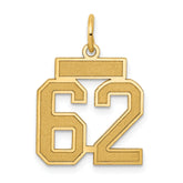 14k Small Satin Number 62 Charm
