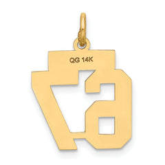 14K Gold Small Satin Number 67 Charm with Brushed Finish