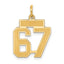14k Small Satin Number 67 Charm