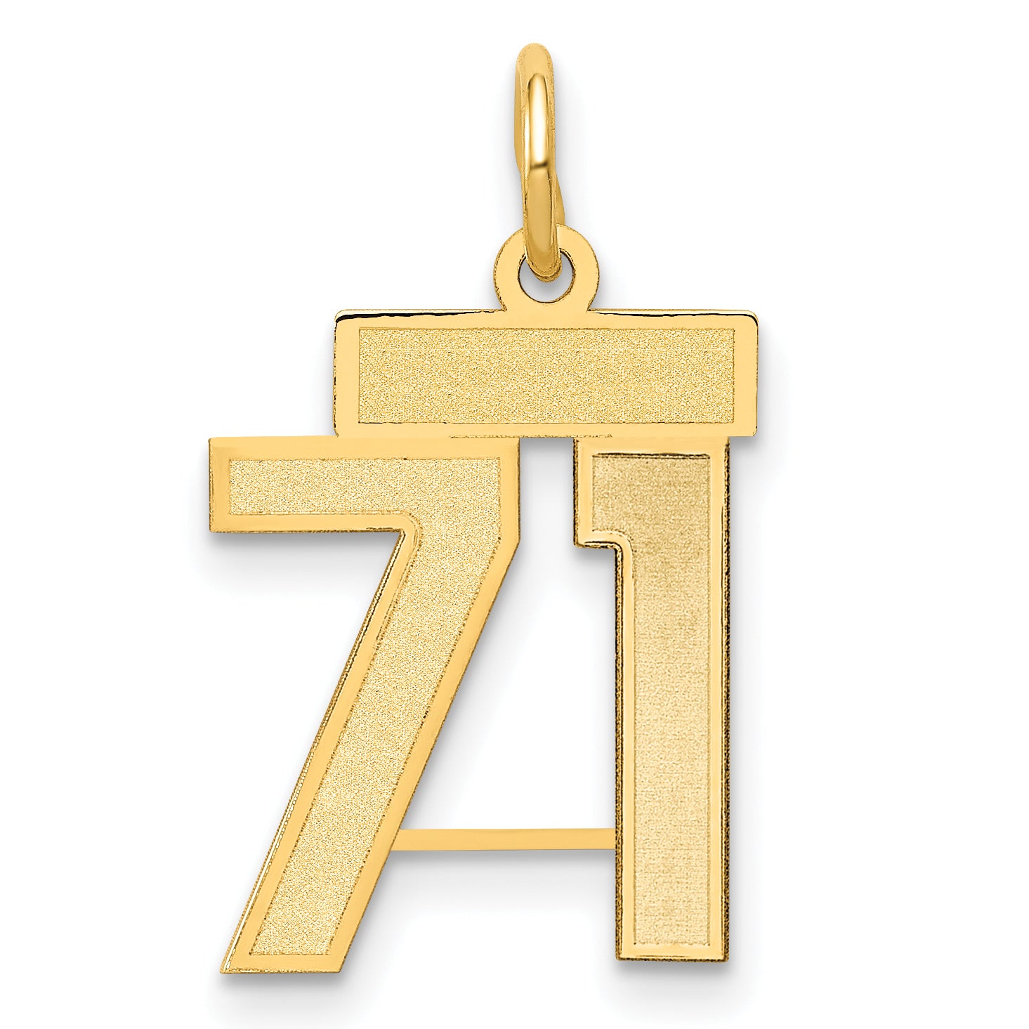 14k Small Satin Number 71 Charm