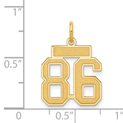 14K Gold Satin Number 86 Charm with Brushed Finish Small, Laser-Cut