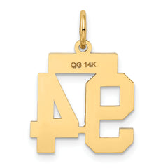 14K Gold Small Satin Number 94 Charm with Brushed Finish
