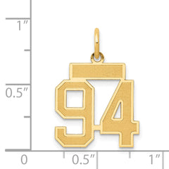 14K Gold Small Satin Number 94 Charm with Brushed Finish