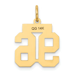 14K Gold Satin Finish Number 96 Charm Small, Brushed, Laser Cut