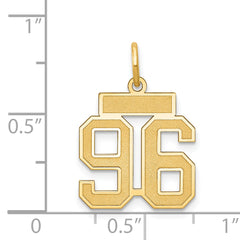 14K Gold Satin Finish Number 96 Charm Small, Brushed, Laser Cut