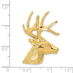14K Gold Laser Cut Deer Pendant for Men Polished Solid Design