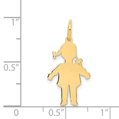 14K Gold Polished Small Girl Charm Pendant  Elegant Solid Design for Everyday Wear