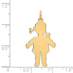 14K Gold Large Girl Charm Pendant with Polished Finish Elegant and Solid Design