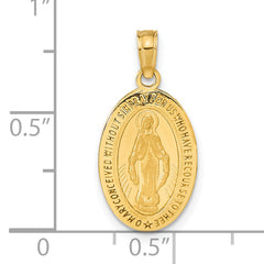 14K Gold Miraculous Medal Pendant with Polished Satin Finish