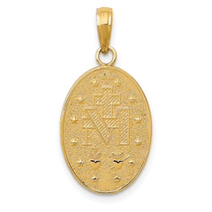 14K Gold Miraculous Medal Pendant with Polished Satin Finish